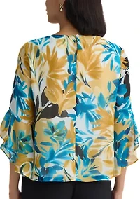 Women's Three Quarter Sleeve Ruffle Blouse