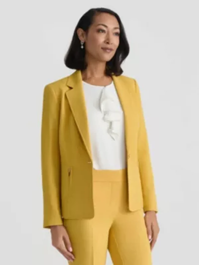 Petite Pebble Crepe 1 Bttn Zip Pkt Jkt