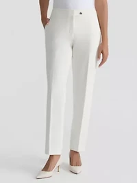 Petite Stretch Crepe Ava Tab Front Straight Leg Pant