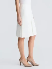 Petite Stretch Crepe Pleated Skirt