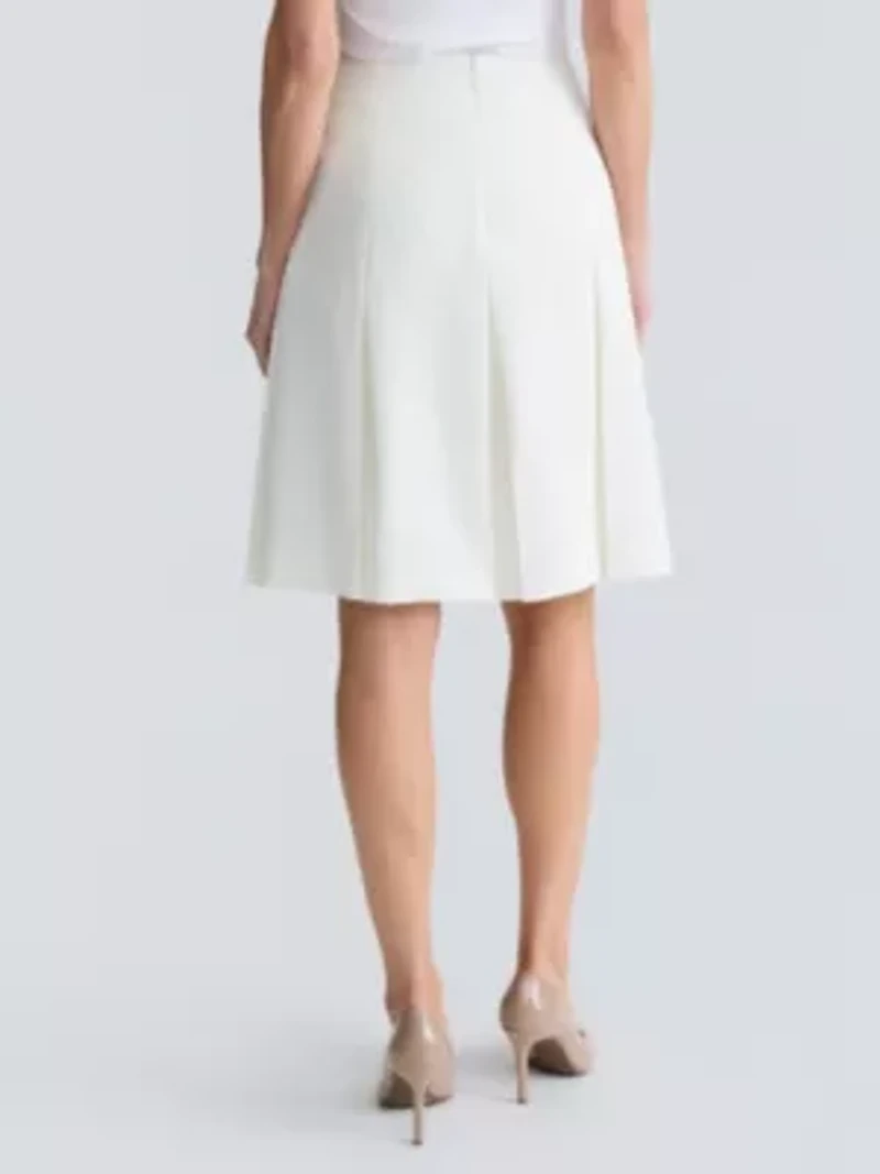Petite Stretch Crepe Pleated Skirt