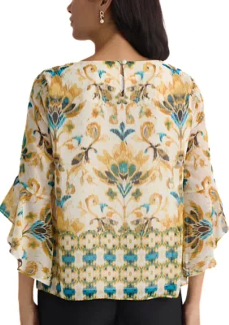 Women's 3/4 Ruffle Sleeve Blouse