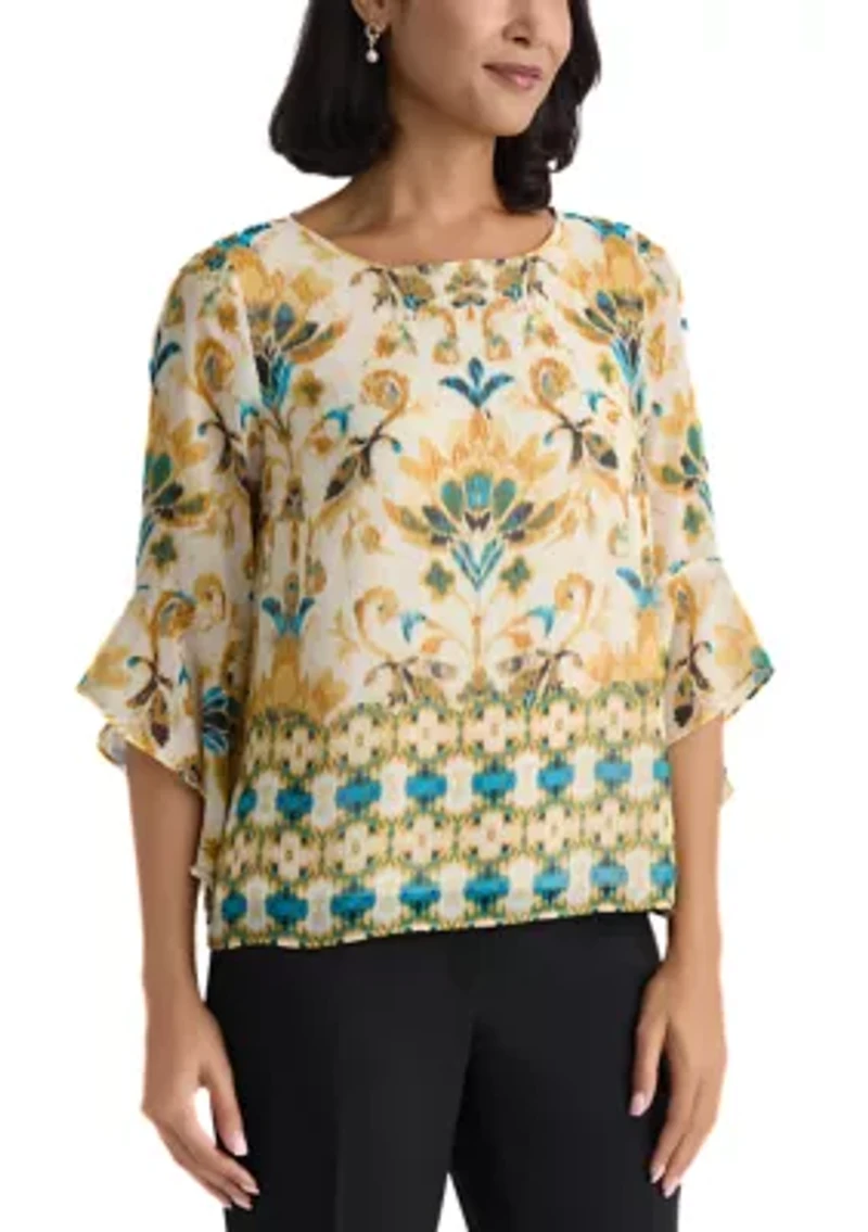 Women's 3/4 Ruffle Sleeve Blouse