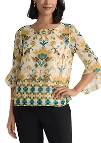 Petite 3/4 Ruffle Sleeve Blouse