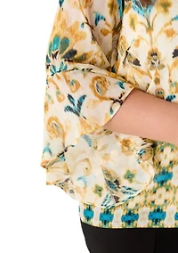 Plus 3/4 Ruffle Sleeve Blouse