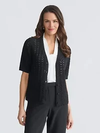 Missy Short Sleeve Texture Stitch Cardi