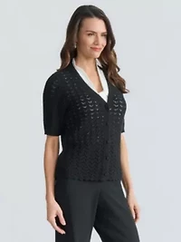 Missy Short Sleeve Texture Stitch Cardi