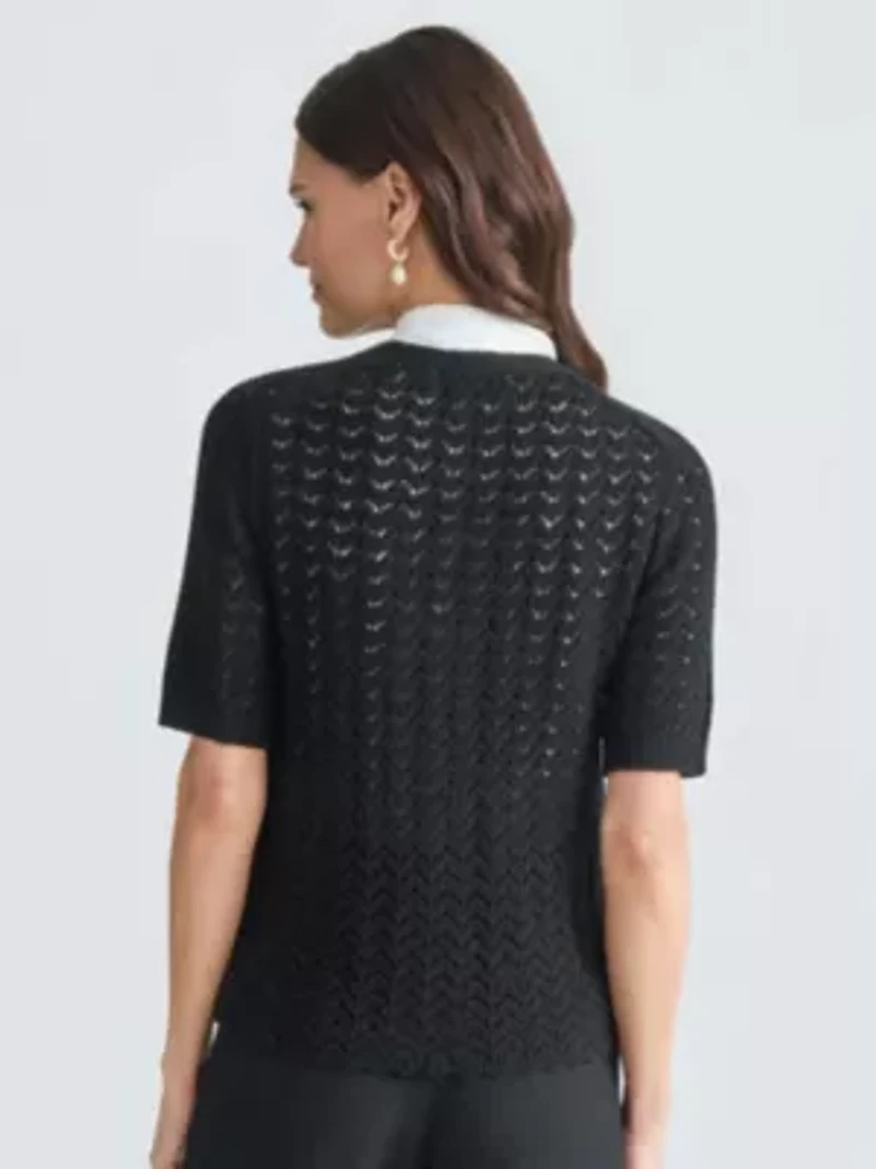 Missy Short Sleeve Texture Stitch Cardi