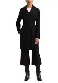 Women's Drape Front Crepe Wrap Coat