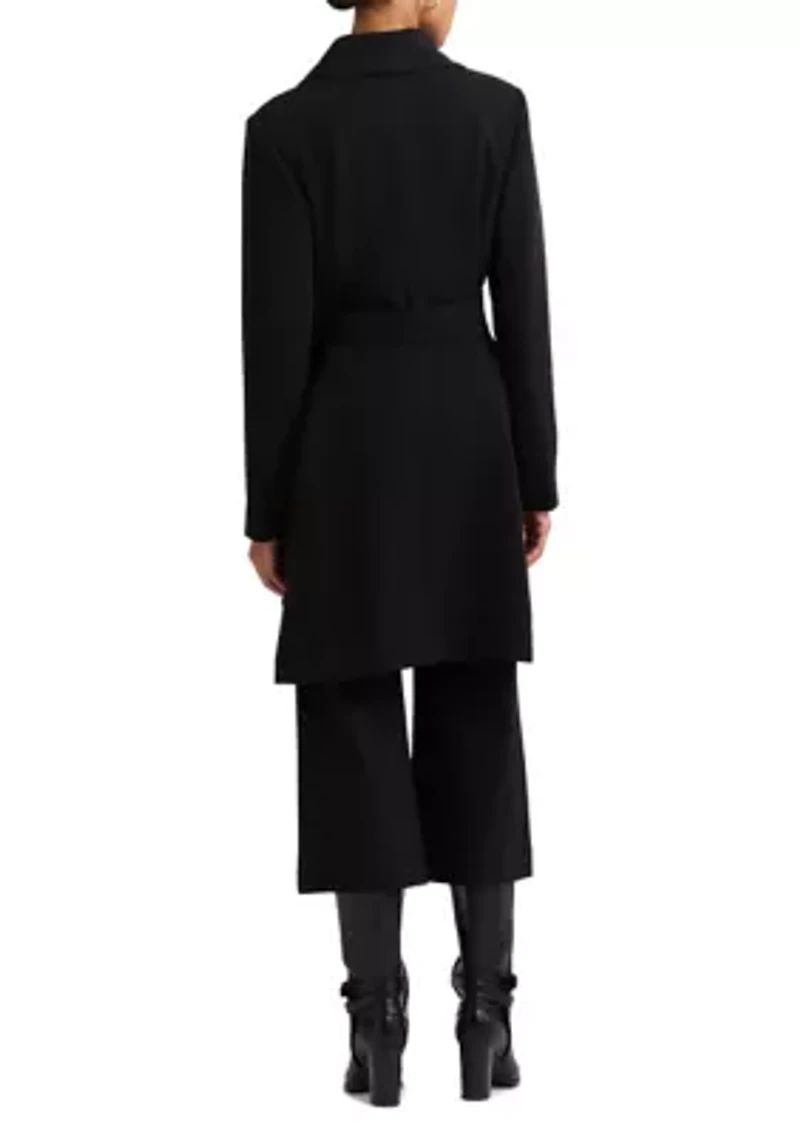 Women's Drape Front Crepe Wrap Coat
