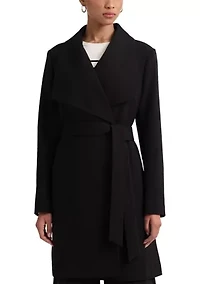 Women's Drape Front Crepe Wrap Coat