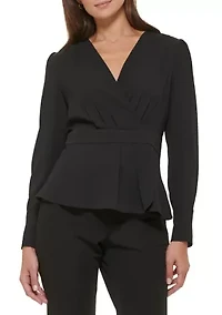 Women's Long Sleeve Peplum Blouse