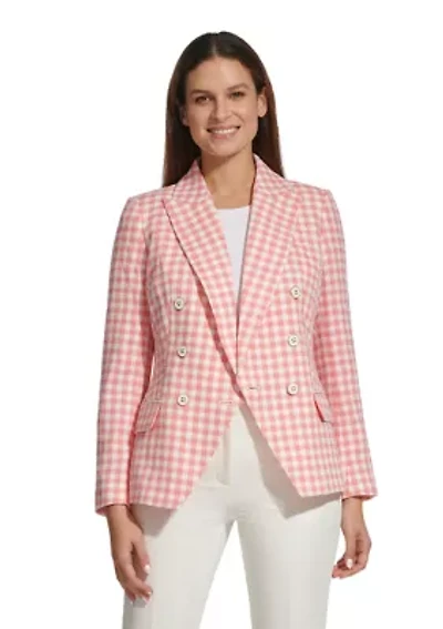 Women's Gingham Double Breasted Blazer
