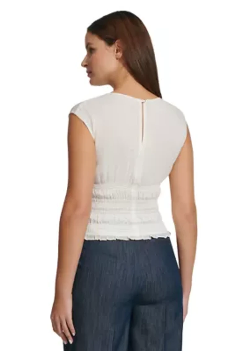 Women's Sleeveless Smocked Blouse