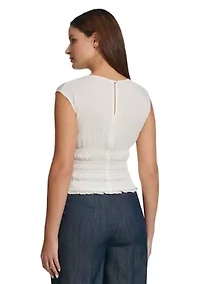 Women's Sleeveless Smocked Blouse