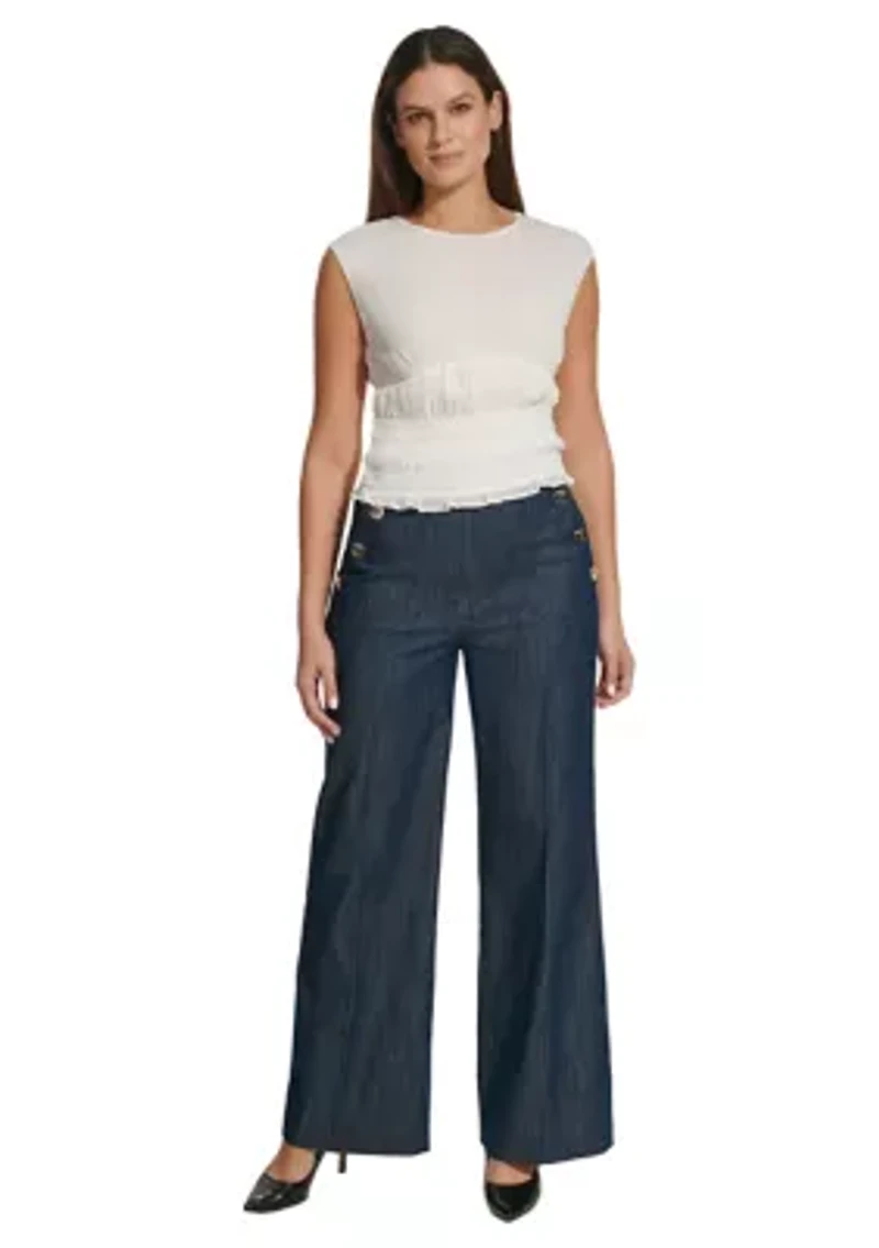 Women's Sleeveless Smocked Blouse