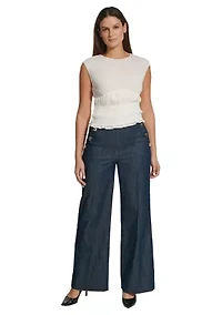 Women's Sleeveless Smocked Blouse