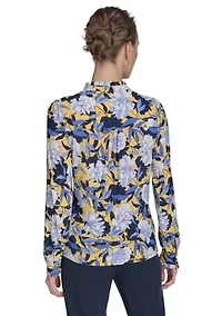 Women's Long Sleeve Floral Button Front Top