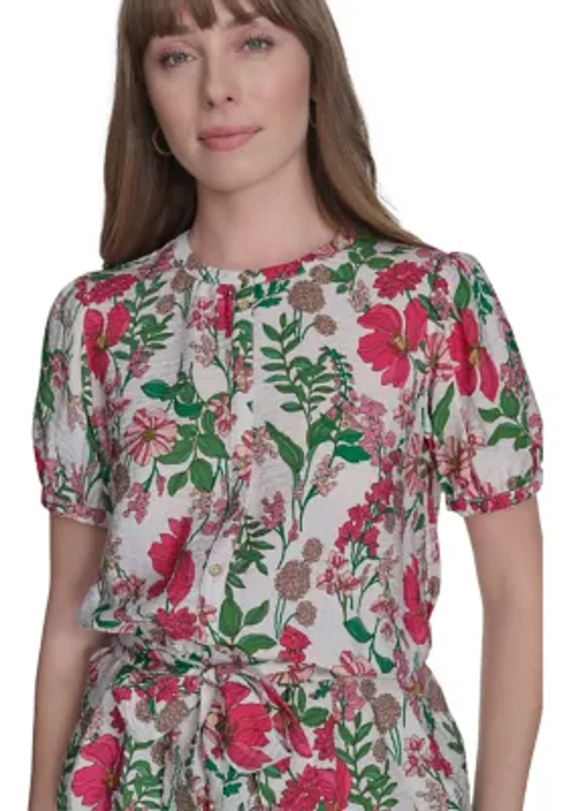 Women's Floral Belted Blouse