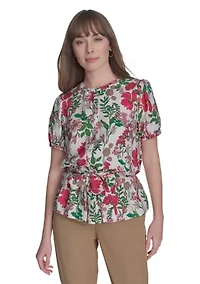 Women's Floral Belted Blouse