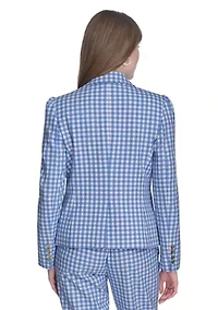 Women's One Button Gingham Blazer