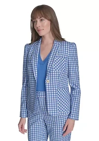 Women's One Button Gingham Blazer