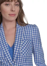 Women's One Button Gingham Blazer