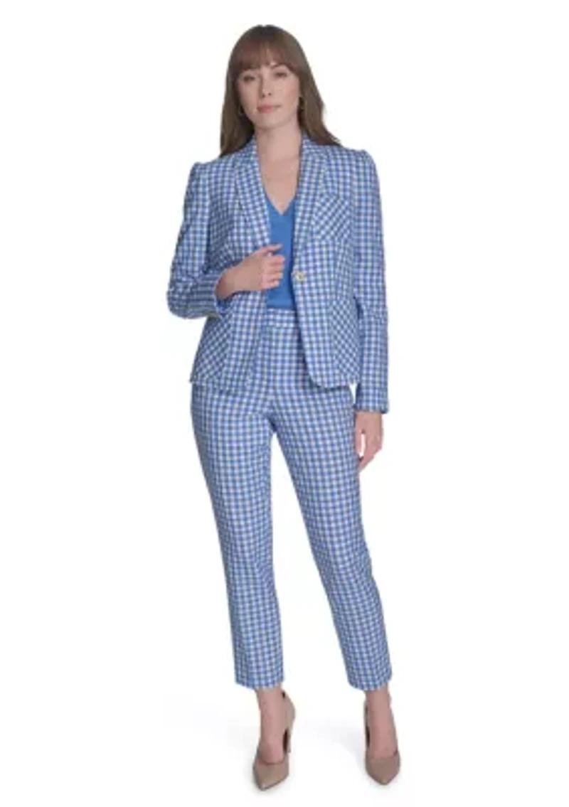 Women's One Button Gingham Blazer
