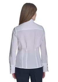 Women's Long Sleeve Pleated Blouse