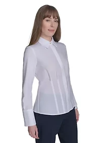 Women's Long Sleeve Pleated Blouse