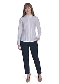 Women's Long Sleeve Pleated Blouse