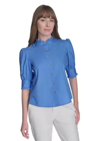 Women's Ruffle Button Front Blouse