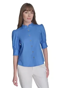 Women's Ruffle Button Front Blouse