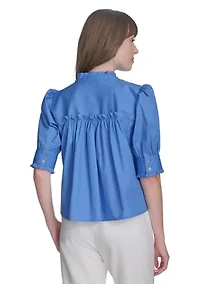 Women's Ruffle Button Front Blouse
