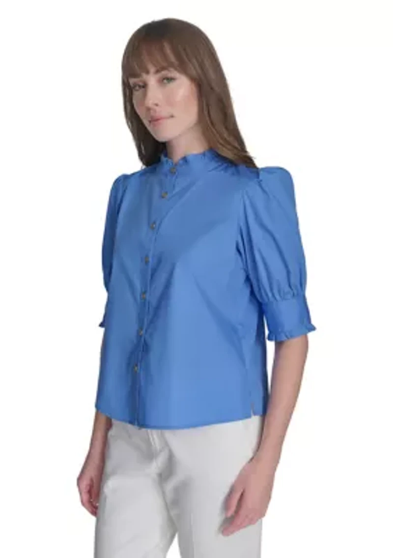 Women's Ruffle Button Front Blouse