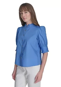 Women's Ruffle Button Front Blouse