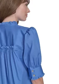Women's Ruffle Button Front Blouse