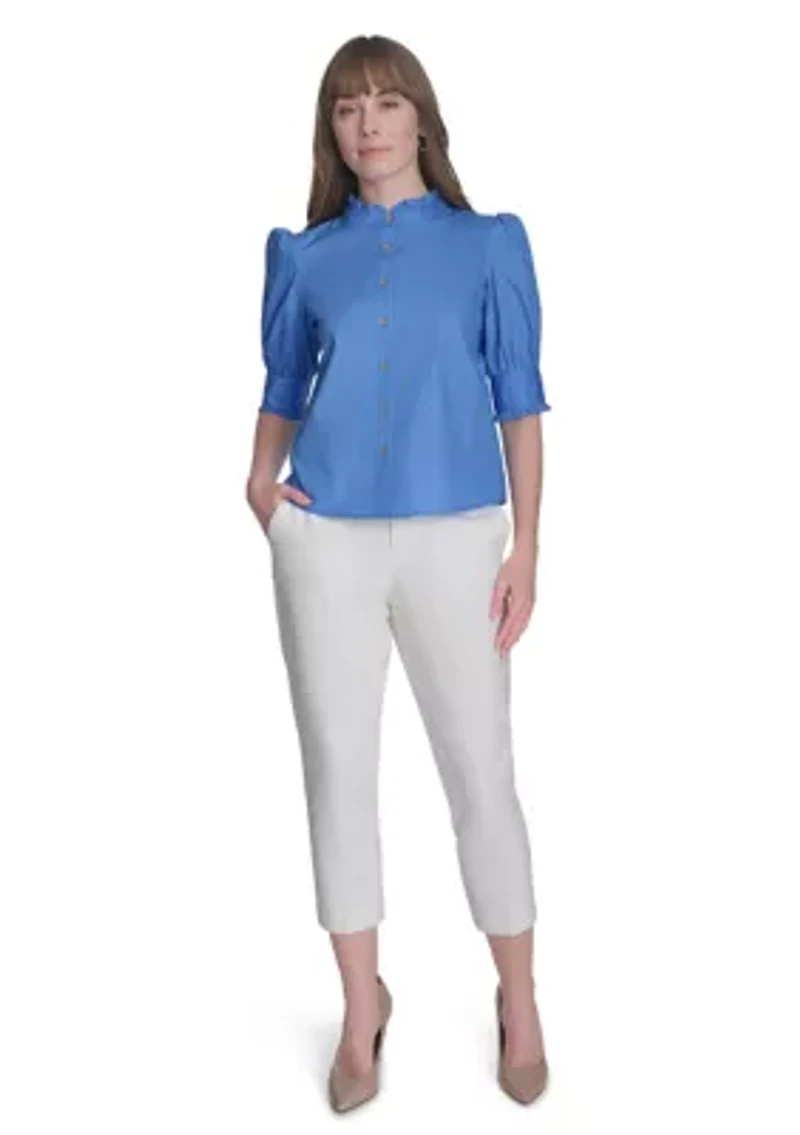 Women's Ruffle Button Front Blouse