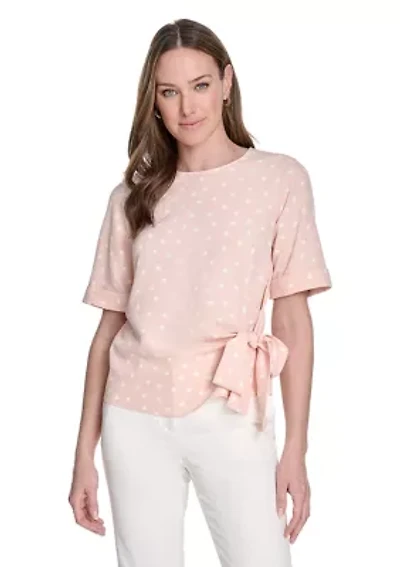 Women's Dot Tie Front Blouse