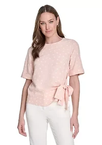 Women's Dot Tie Front Blouse