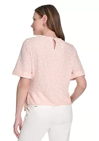 Women's Dot Tie Front Blouse