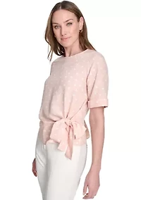 Women's Dot Tie Front Blouse