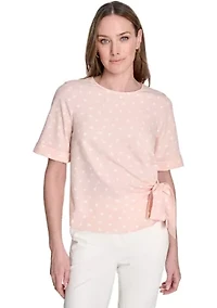 Women's Dot Tie Front Blouse