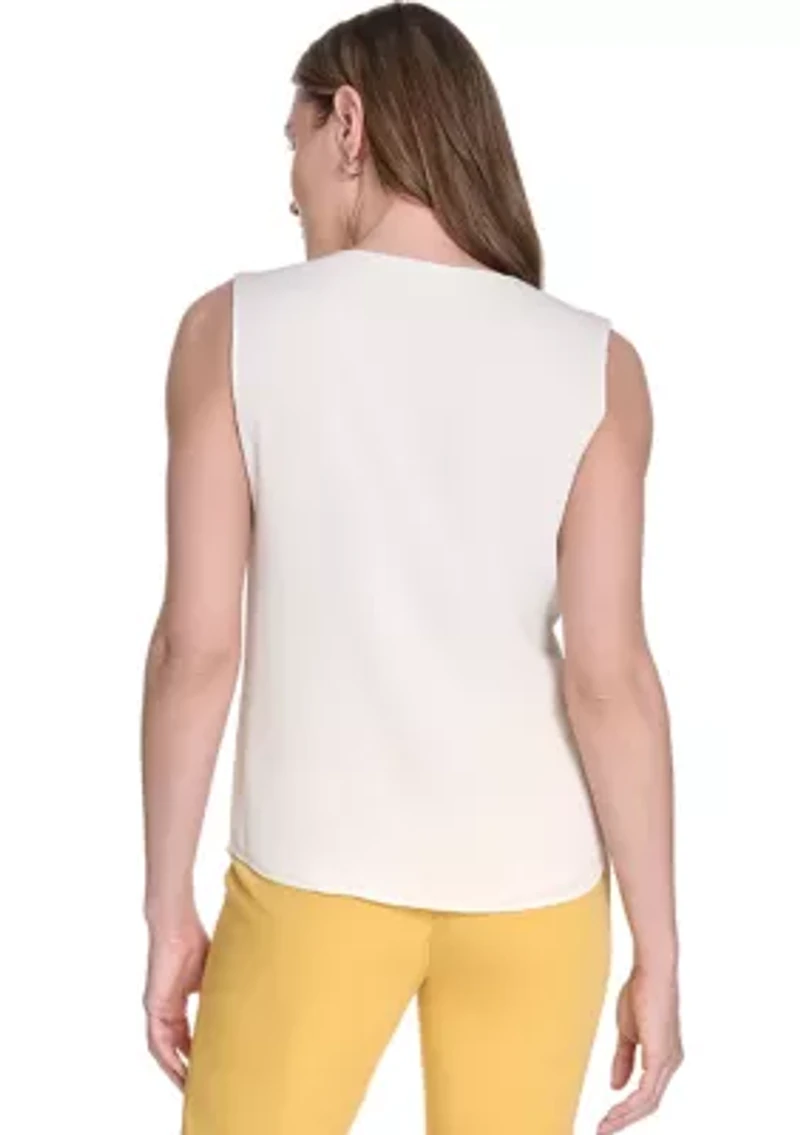 Women's Sleeveless Ruffle Front Blouse