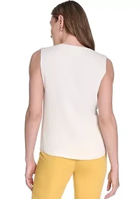 Women's Sleeveless Ruffle Front Blouse
