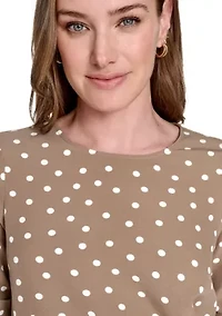 Women's Dot Short Sleeve Tie Front Blouse