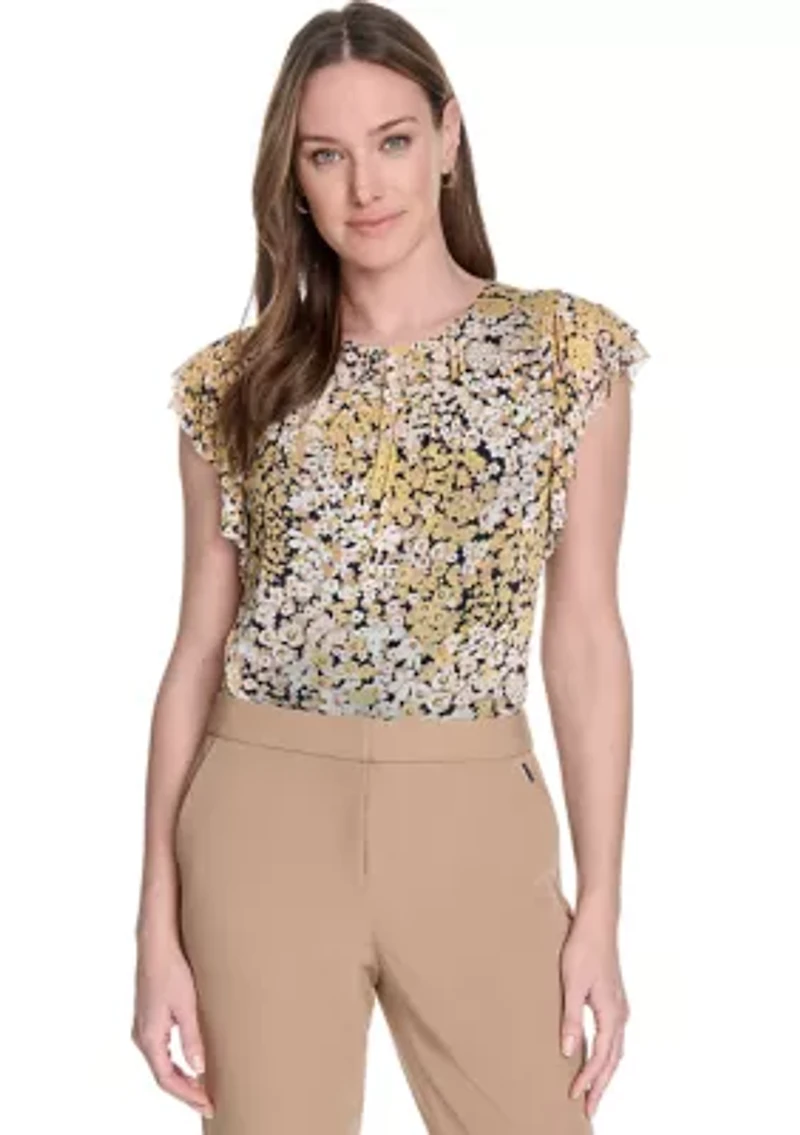 Women's Floral Mesh Top