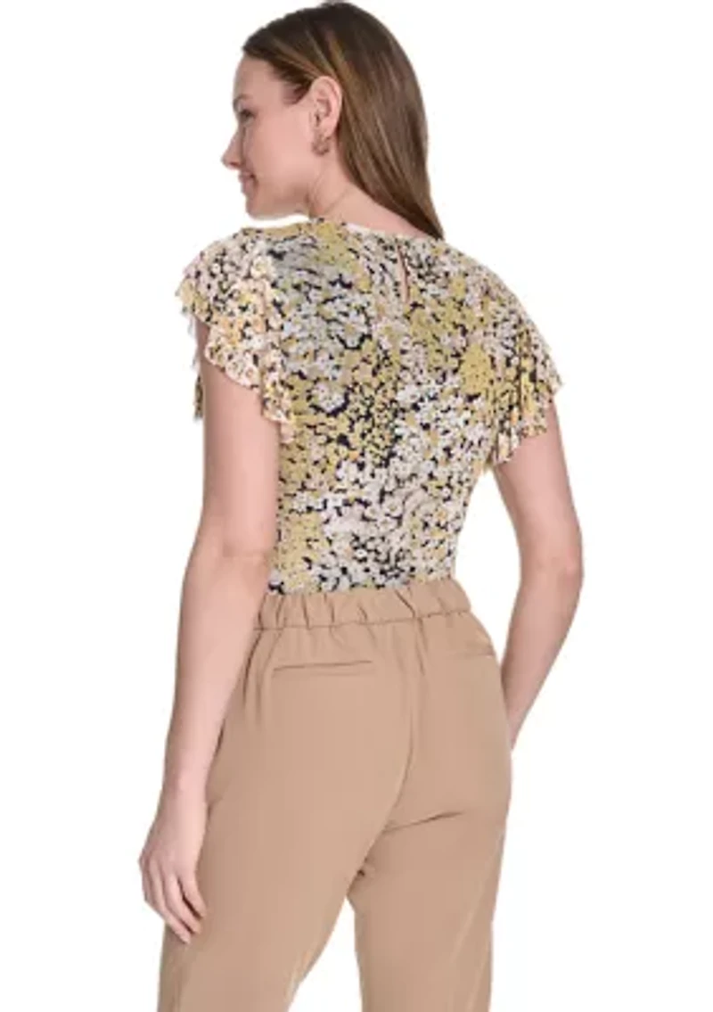Women's Floral Mesh Top