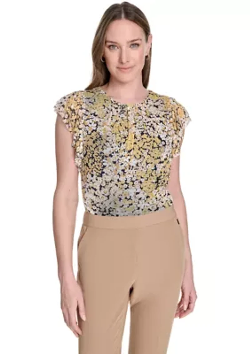 Women's Floral Mesh Top