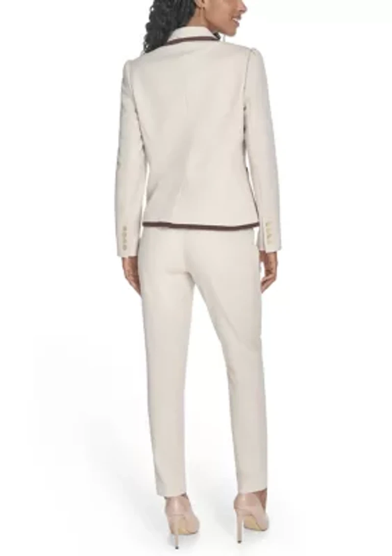 Women's Contrast Trim One Button Blazer